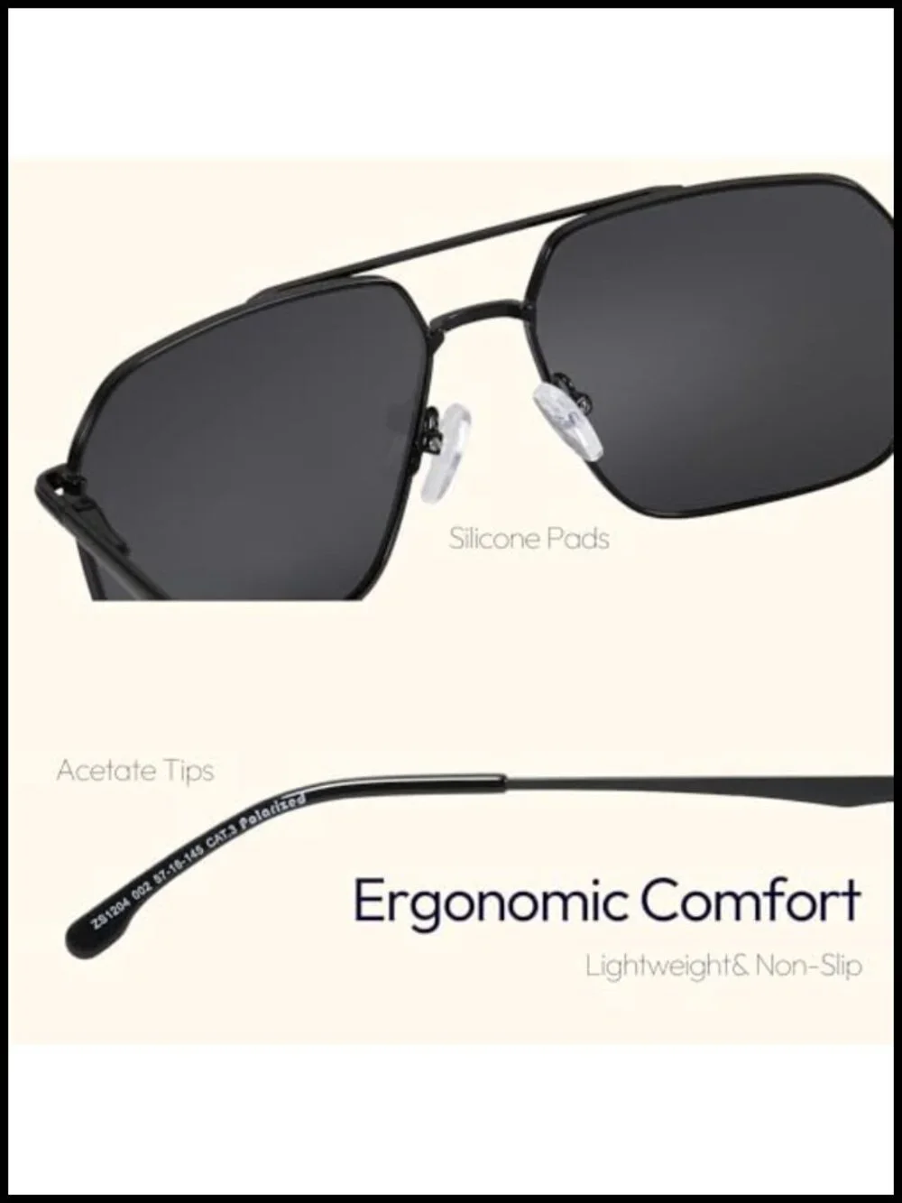 Polarized Aviator Sunglasses for Men - UV400 Anti-Glare Metal Frame Driving